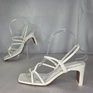 On 34th Women's Cloverr Strappy Block-Heel Sandals - White Smooth